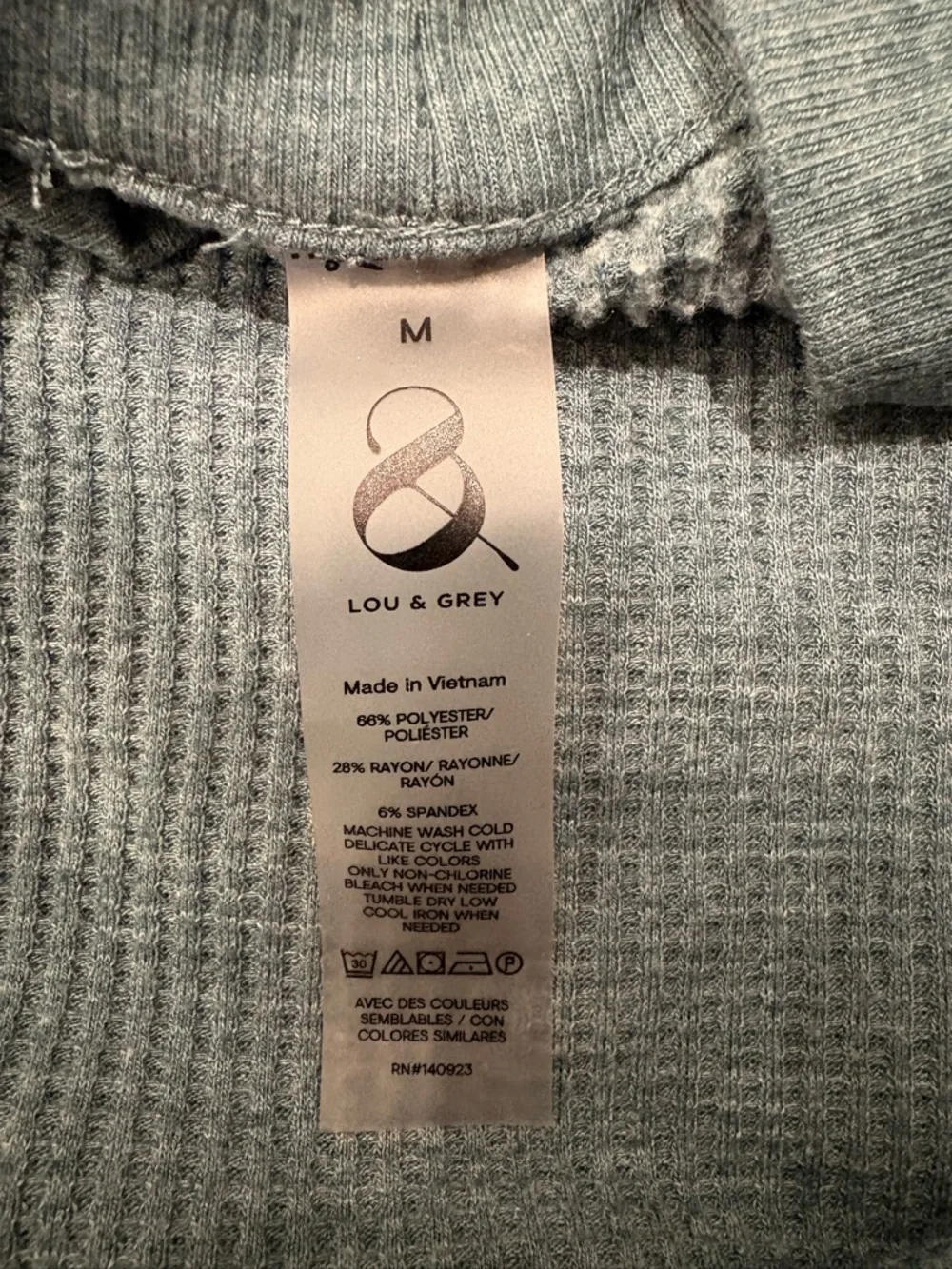 LOU & GREY Teal Waffle Knit Mock Neck Cropped Top Size M - Picture 3 of 8